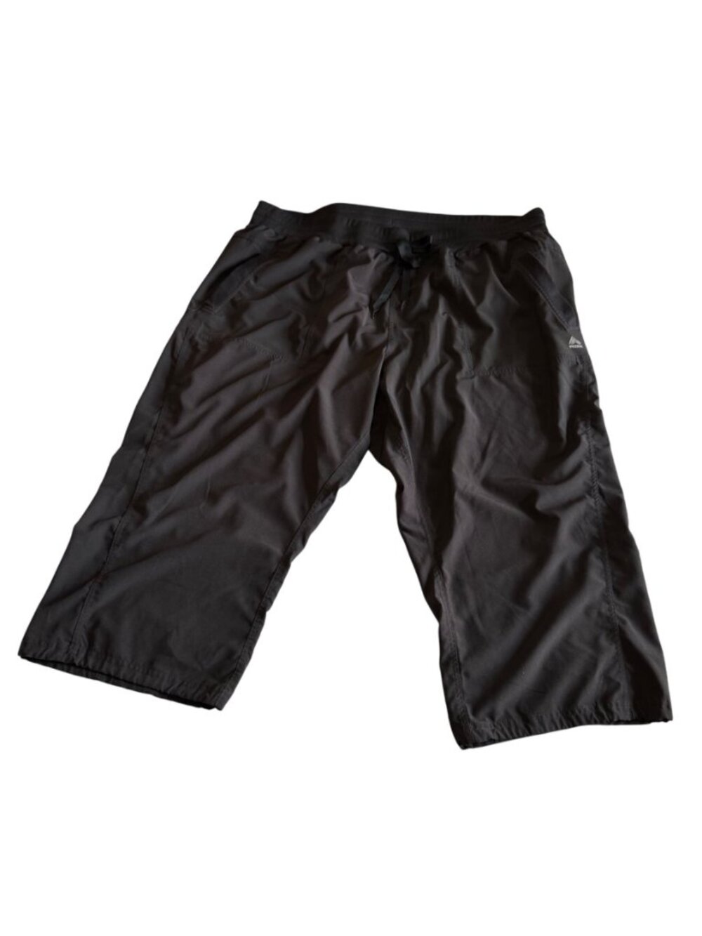 RBX Women's 3X Black Lightweight Woven Capri Pants Drawstring Pockets CR717X